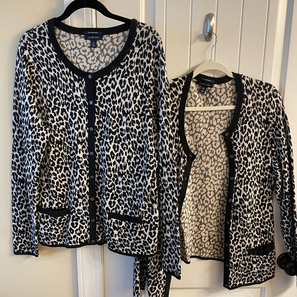 Land’s End leopard cardigans; have L and XL EUC